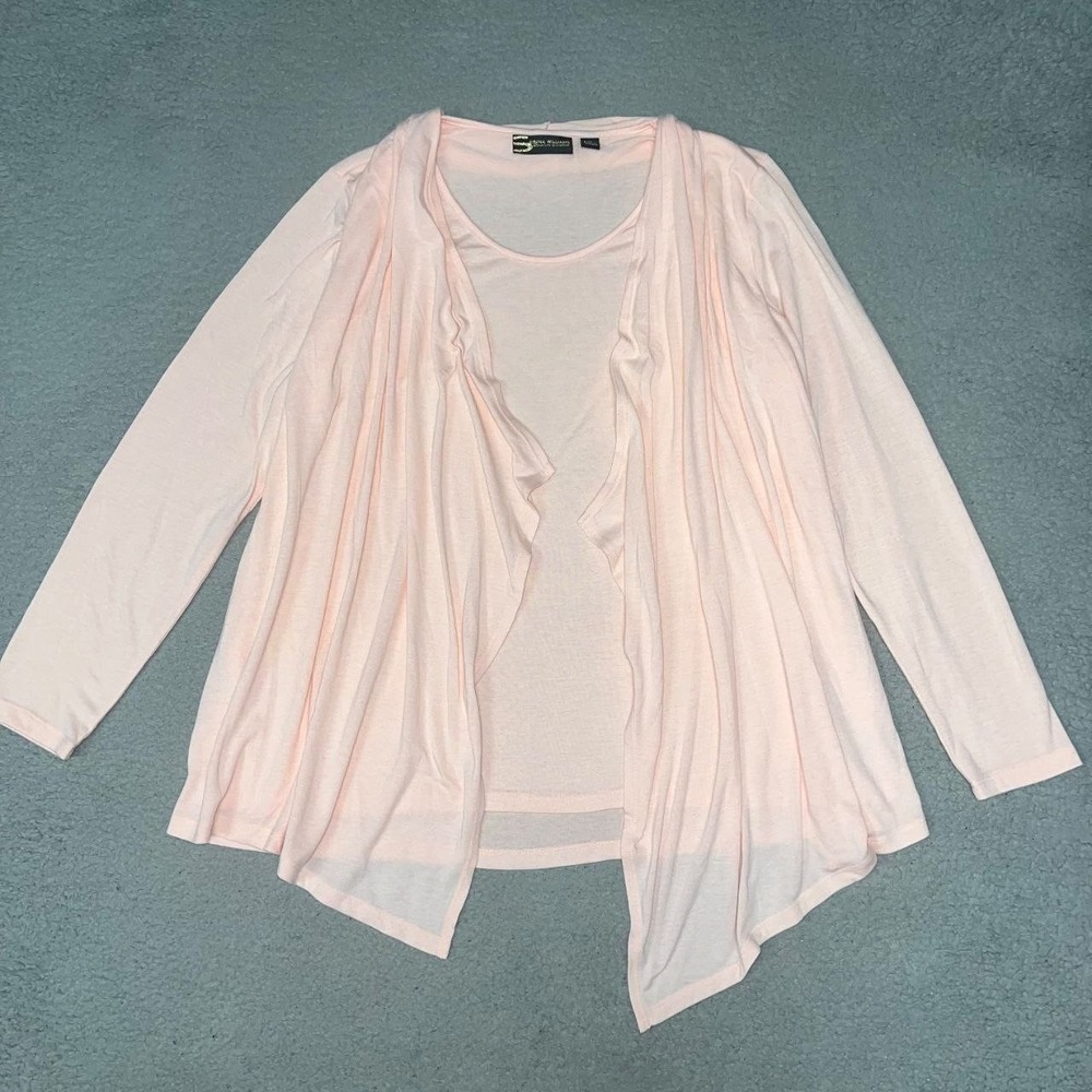 Serena Williams Signature Statement Blouse Women Sz XL Pink Draped Cardigan Top